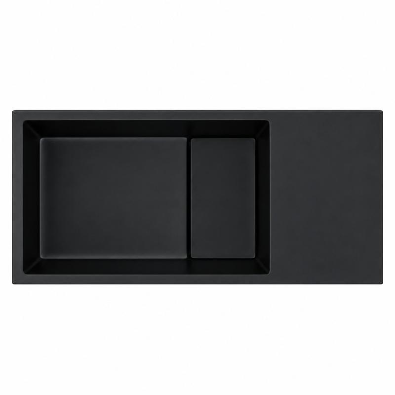 Solid-S Fontein solid surface B36xD18xH10 cm mat zwart met cover 1208953168